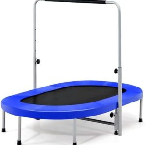 GYMAX Rebounder Trampoline for Adults & Kids, 60" Foldable, 5-Level Height Adjustable, OEKO-TEX Certified & Non-Slip Pad