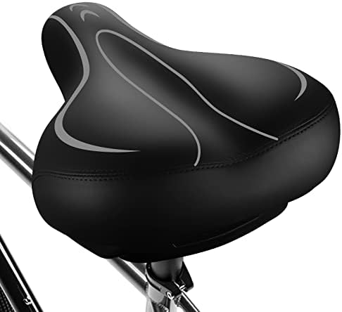 Xmifer Comfortable Bike Seat - Waterproof Leather with Memory Foam - Universal Replacement Bicycle Saddle - Men/Women -