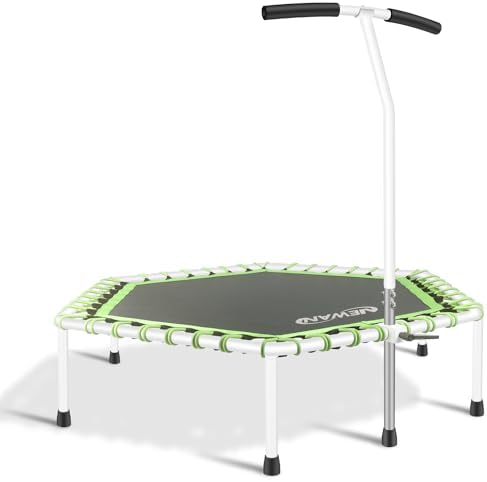 NEWAN Silent Fitness Trampoline for Adults - 48" Diameter with Adjustable Handle Bar and Max Capacity 330 lbs | NEWAN A