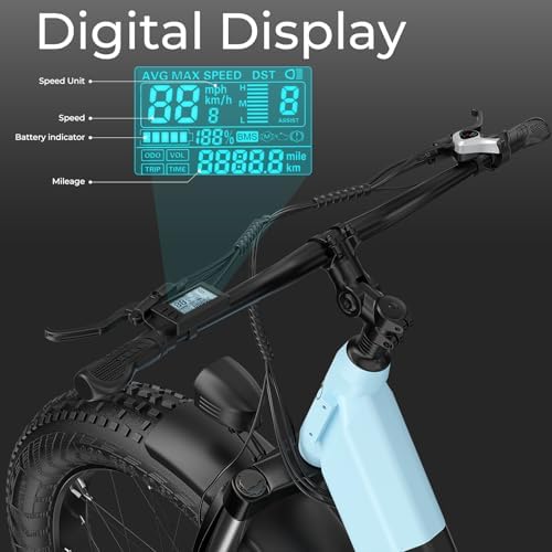 ANCHEER 26" Electric Bike for Adults, 1000W Peak Motor, 60 Miles Range, Fat Tire Electric Bike Off-Road for Men & Women