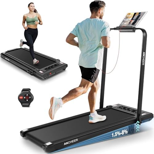 ANCHEER 7.5MPH Under Desk Treadmill for Home/Gym/Office | ANCHEER 2s Folding Compact Treadmill with Incline and LED Tou