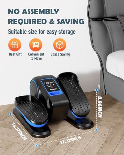 Electric Elliptical Leg Exerciser Under Desk for Senior TrainingPortable Seated Pedal Exerciser 15 Adjustable Speeds Qui