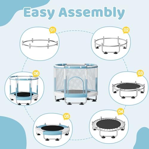 55" Trampoline for Kids, 440lbs Capacity Indoor & Outdoor Toddler Trampoline, Gifts for Boys & Girls Global Recycled Sta