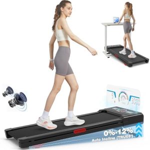 Walking Pad Treadmill for Home Gym with 12% Auto Incline and Bluetooth Speaker | Compact Treadmill with RGB LED Screen