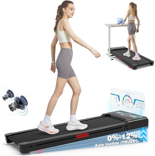 Walking Pad Treadmill for Home Gym with 12% Auto Incline and Bluetooth Speaker | Compact Treadmill with RGB LED Screen