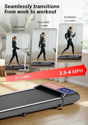 Portable Walking Pad Treadmill for Home Office, |5 HP Quiet Under Desk Treadmill with 5% Incline, 265 Lbs Capacity, 15"