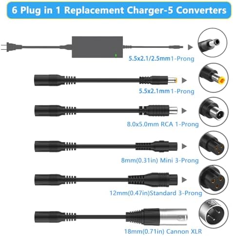 2A 42V 6 in 1 Plug Scooter Charger for 36V Lithium Battery Devices 2A 42V 6 in 1 Plug Charger for Electric Scooters 2A 4
