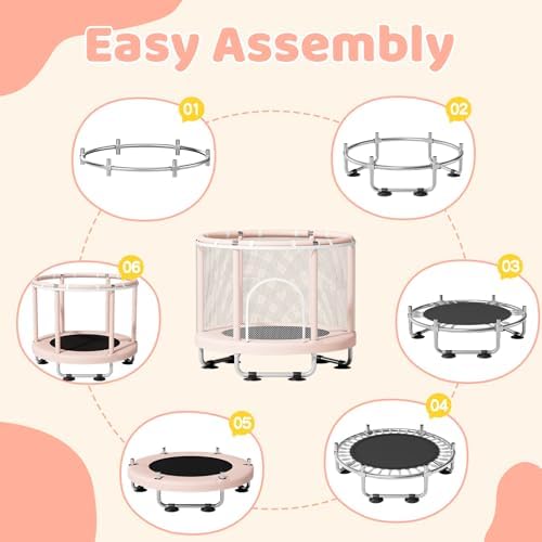 55" Trampoline for Kids, 440lbs Capacity Indoor & Outdoor Toddler Trampoline, Gifts for Boys & Girls Global Recycled Sta