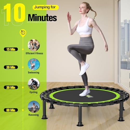 Foldable Mini Trampoline, 40"/48" Rebounder Trampoline for Adults & Kids, 440lbs Capacity Indoor Fitness Workout Equipme