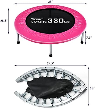 Giantex 36" Folding Mini Trampoline for Adults and Kids, Portable and Compact for Home Gym, Max Load 330lbs, Foldable |