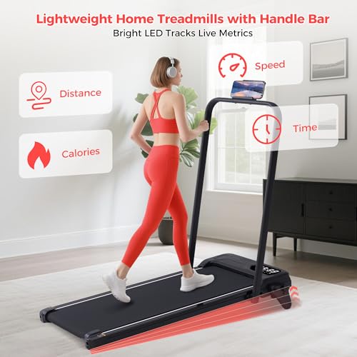 Portable Home Walking Pad with Handle Bar & 3-Level Incline for Small Spaces, |5HP, 350LBS Capacity, 0.6-7.6MPH Treadmi - Image 5