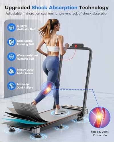 Rayspace Foldable Treadmill with 10% Incline Upgrade for Home/Office | Rayspace Low Noise Walking Pad Treadmill with Ha