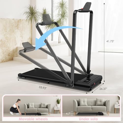 ANCHEER |0 HP Under Desk Folding Treadmill with Handles for Home Workout
| Portable 320 lbs Capacity Widened Belt Tread - Image 13