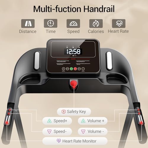 CURSOR FITNESS Home Folding Treadmill for Fitness Enthusiasts with Heart Rate Monitor, Quiet and Energy-Efficient, Grea