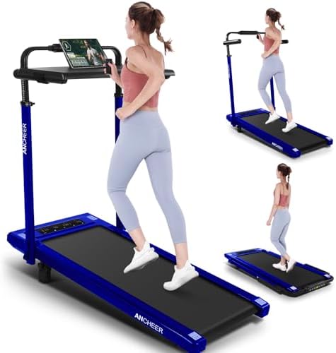 ANCHEER Adjustable Height Walking Pad for Home Workstation with 12% Incline | ANCHEER 300lbs Capacity Folding Treadmill