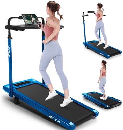 ANCHEER Adjustable Height Walking Pad for Home Workstation with 12% Incline | ANCHEER 300lbs Capacity Folding Treadmill