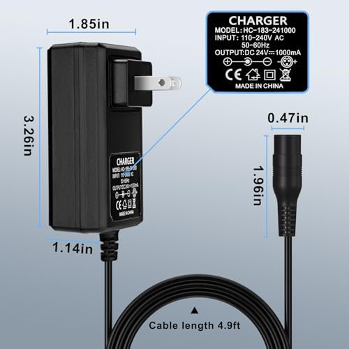 24V Charger for Razor MX350 Electric Scooter + Dirt Bike + E100 E175 E200 E200S E300 E300S E500 + Sports Mod + Dirt Quad