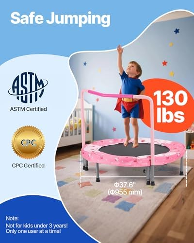 VEVOR 3FT Foldable Trampoline for Toddlers: Recreational Gift, Indoor/Outdoor, Foam Handle, 36" Diameter