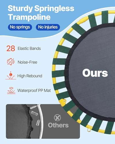 VEVOR 3FT Foldable Trampoline for Toddlers: Recreational Gift, Indoor/Outdoor, Foam Handle, 36" Diameter