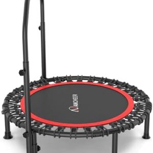 ANCHEER 40"/48" Foldable Mini Trampoline, Adult Exercise Trampoline for Home, with 4 Level Adjustable Foam Handle and Re