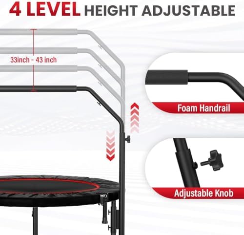 Portable Fitness Foldable Trampoline for Kid/Adults in-Home Mini Rebounder 40" Max Load 330lbs Recycled Claim Standard 1