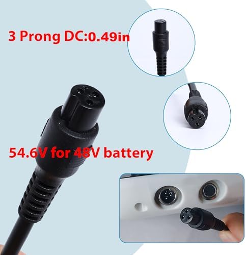 EVAPLUS UL Certified 5|6V Power Adapter for Electric Bike & Scooter, 48V Lithium Battery Charger, 1|0mm/0.47in Standard