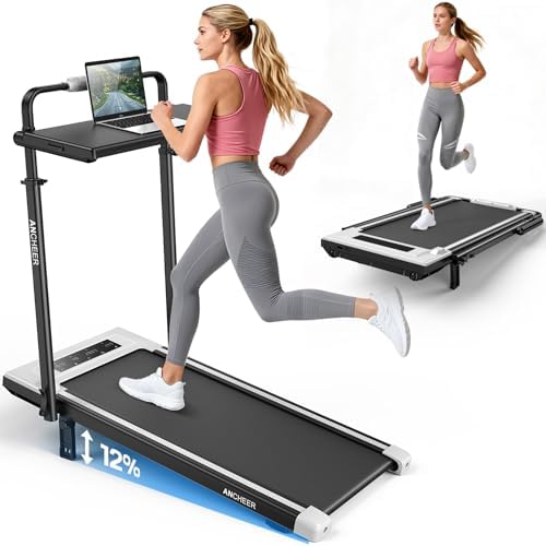 ANCHEER Walking Pad Treadmill for Home Workout, 12% Incline&Adjustable Height, Desk Stationary Treadmill, Up to 300LBs