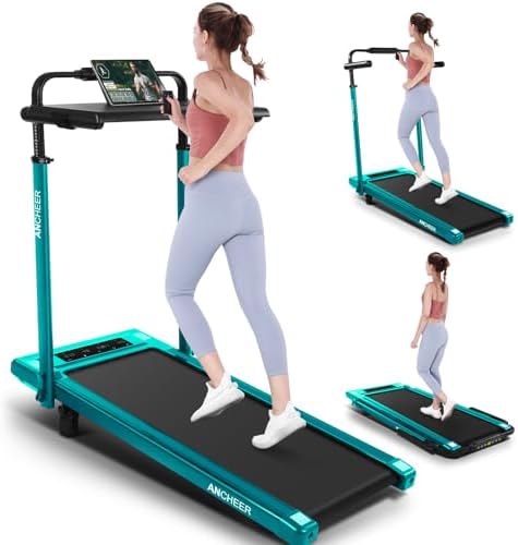 ANCHEER Adjustable Height Walking Pad for Home Workstation with 12% Incline | ANCHEER 300lbs Capacity Folding Treadmill