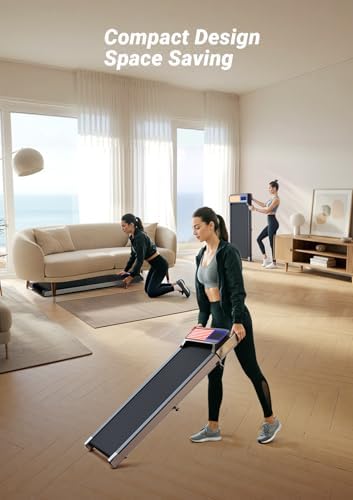 Portable Walking Pad Treadmill for Home Office, |5 HP Quiet Under Desk Treadmill with 5% Incline, 265 Lbs Capacity, 15"