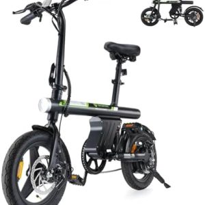 Isinwheel 500W Electric Bike for Adults 280.8Wh Battery Smart Uphill Folding Ebike 14"/16" Adults Teens