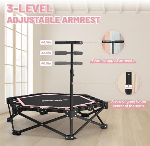 HXD-ERGO Indoor and Outdoor Foldable Mini Trampoline for Fitness and Home Gym | HXD-ERGO Rebounder Trampoline with Adju