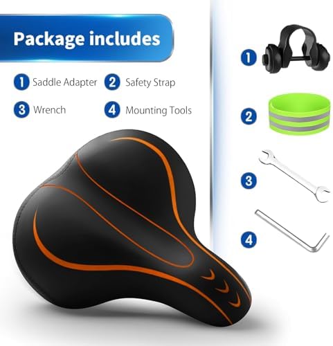 Xmifer Comfortable Bike Seat - Waterproof Leather with Memory Foam - Universal Replacement Bicycle Saddle - Men/Women -