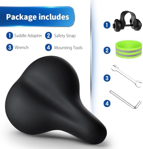 Xmifer Comfortable Bike Seat - Waterproof Leather with Memory Foam - Universal Replacement Bicycle Saddle - Men/Women -