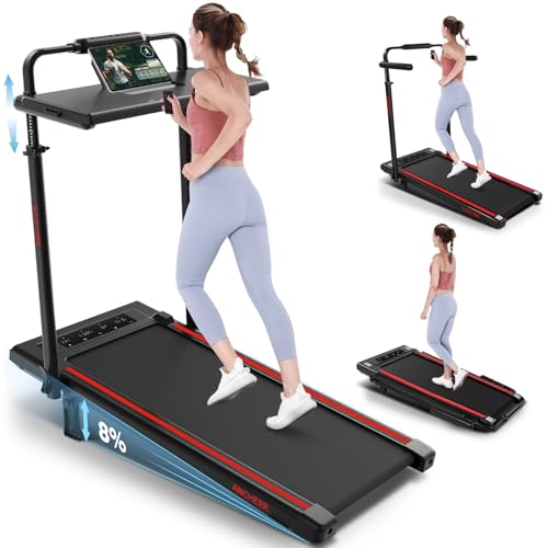 ANCHEER Quiet Folding Treadmill for Home with Desk Workspace & Adjustable Height
ANCHEER Ultra-Quiet 8-in-1 Treadmill