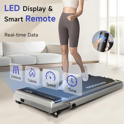 Portable Folding Treadmill with Incline for Home/Office | Quiet Desk Treadmill with Remote Control & App | 300 Lbs Capa