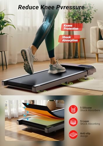Portable Walking Pad Treadmill for Home Office, |5 HP Quiet Under Desk Treadmill with 5% Incline, 265 Lbs Capacity, 15"