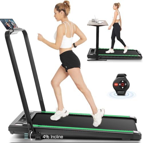 ANCHEER Quiet Portable Foldable Treadmill, |0HP, 12% Incline, 2S Folding, Under Desk Usage for Home Workout, LED Display