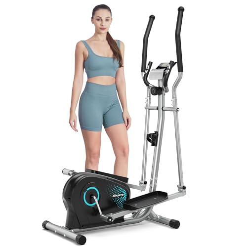Dripex Hyper-Quiet Magnetic Elliptical Machine for Home Use, 16 Resistance Levels, Pulse Sensor, LCD Monitor