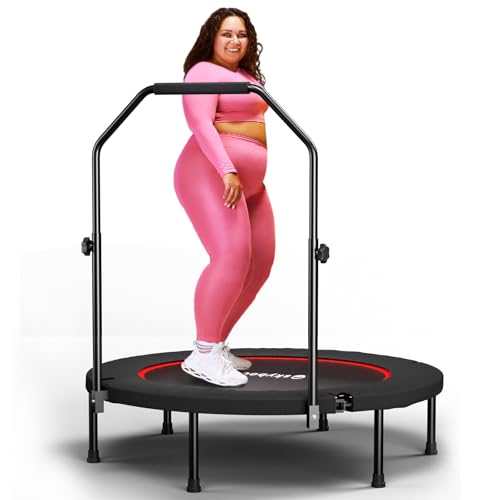 Mini Rebounder Trampoline for Adults - 40" Foldable & Adjustable U-Bar Handle Indoor/Outdoor Fitness Equipment
| Stable