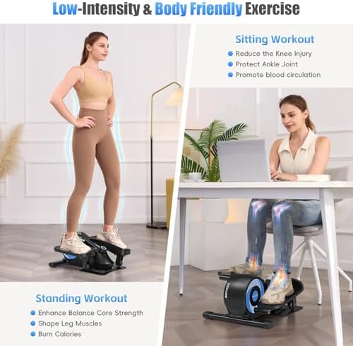 ANCHEER Under Desk Elliptical Bike, Fully Assembled Leg Exerciser 2 in 1 Seated Standing Elliptical, Quiet Mini Elliptic