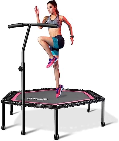 NEWAN Silent Fitness Trampoline for Adults - 48" Diameter with Adjustable Handle Bar and Max Capacity 330 lbs | NEWAN A