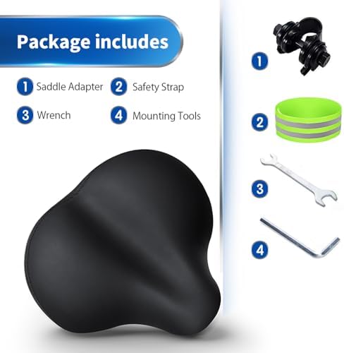 Xmifer Comfortable Bike Seat - Waterproof Leather with Memory Foam - Universal Replacement Bicycle Saddle - Men/Women -