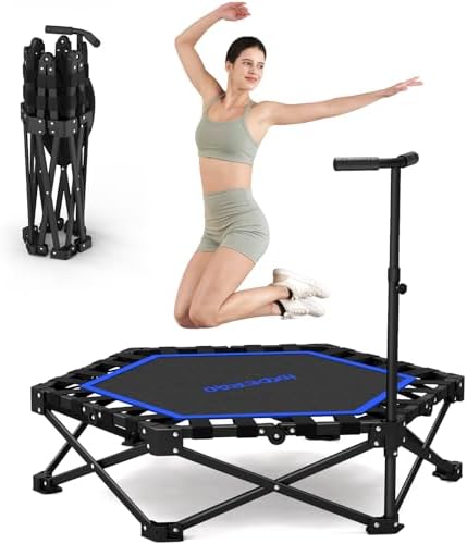 HXD-ERGO Indoor and Outdoor Foldable Mini Trampoline for Fitness and Home Gym | HXD-ERGO Rebounder Trampoline with Adju