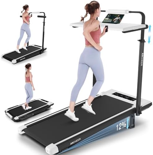 ANCHEER Under Desk Treadmill with 12% Incline for Home Workout | ANCHEER Adjustable Height Walking Pad Treadmill with D