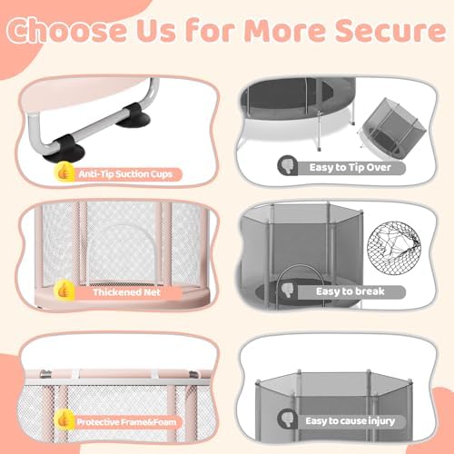 55" Trampoline for Kids, 440lbs Capacity Indoor & Outdoor Toddler Trampoline, Gifts for Boys & Girls Global Recycled Sta