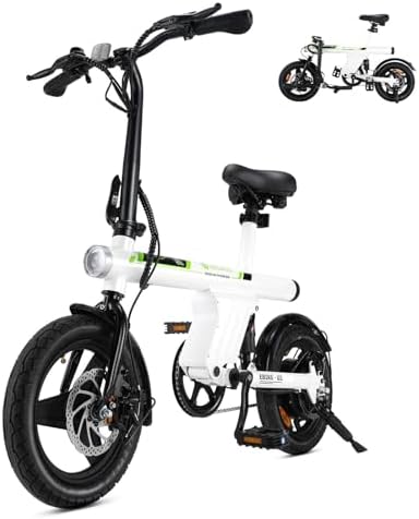 Isinwheel 500W Electric Bike for Adults 280.8Wh Battery Smart Uphill Folding Ebike 14"/16" Adults Teens
