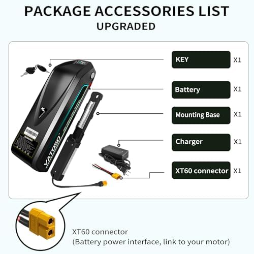 48V Lithium Ebike Battery, 12Ah/16Ah/20Ah, w/ 30A BMS, for 100W-1500W Electric Bicycles & E-Motorcycles, Includes 2A Cha