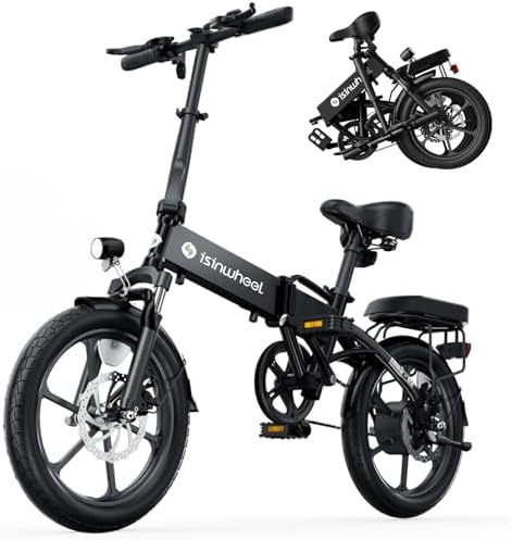 Isinwheel 500W Electric Bike for Adults 280.8Wh Battery Smart Uphill Folding Ebike 14"/16" Adults Teens