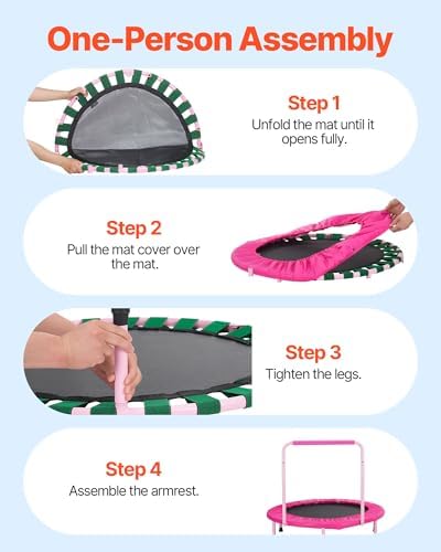 VEVOR 3FT Foldable Trampoline for Toddlers: Recreational Gift, Indoor/Outdoor, Foam Handle, 36" Diameter