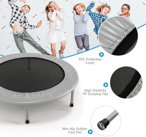 Giantex 36" Folding Mini Trampoline for Adults and Kids, Portable and Compact for Home Gym, Max Load 330lbs, Foldable |